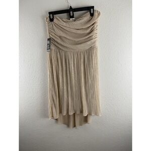 EXPRESS - Beige Crinkle w/Adornment Strapless Asmmetrical Hemline Dress - Size10